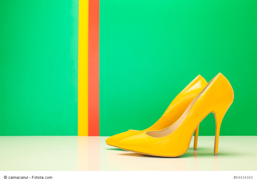 pair of yellow high heels