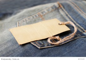 Jeans with blank paper price tag